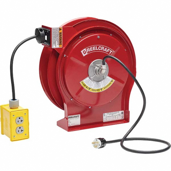 Reelcraft Cord & Cable Reel: 12 AWG, 50' Long, Quad Outlet End - L 5550 123 7Q