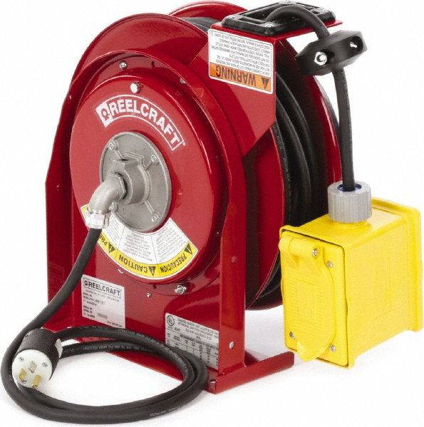 Reelcraft Cord & Cable Reel: 12 AWG, 50' Long, Quad Outlet End - L 5550 123 7Q