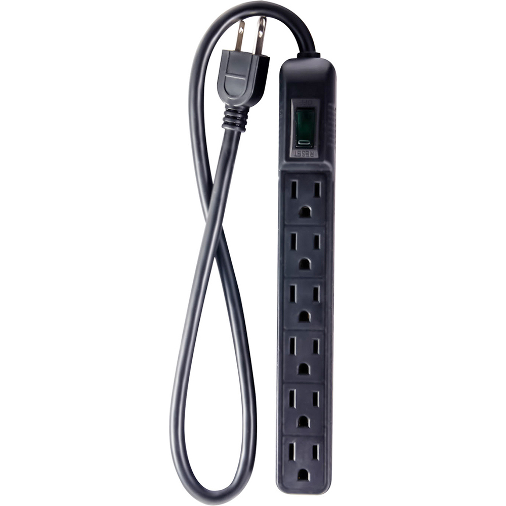 GoGreen Power Power Outlet Strips: Amperage: 15 A; Voltage: 120 V; Cord Length: 2.5 ft - GG-16103MINBK