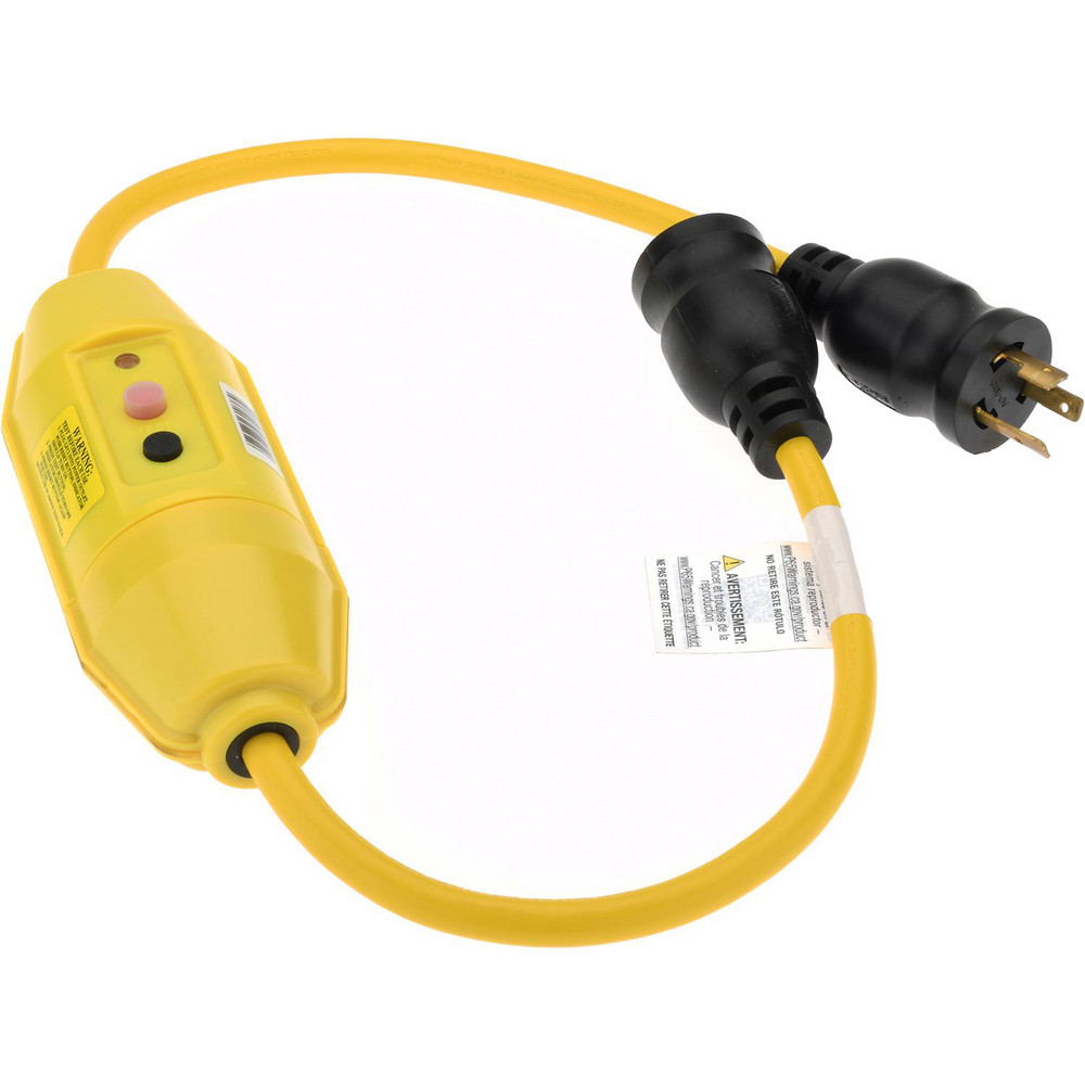 Hubbell Wiring Device-Kellems Power Protection Products, GFCI Linecord, Commercial, Manual Set, 20A 120V AC, L5-20R, 3' Cord Length, 4-6 mA Trip Level, Yellow - GFPST3C20MTL