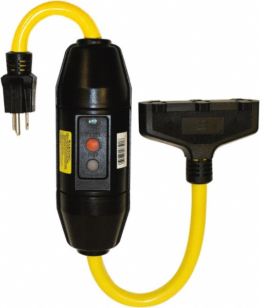 Hubbell Wiring Device-Kellems Power Protection Products, GFCI Linecord, Commercial, Manual Set, 20A 120V AC, L5-20R, 3' Cord Length, 4-6 mA Trip Level, Yellow - GFPST3C20MTL