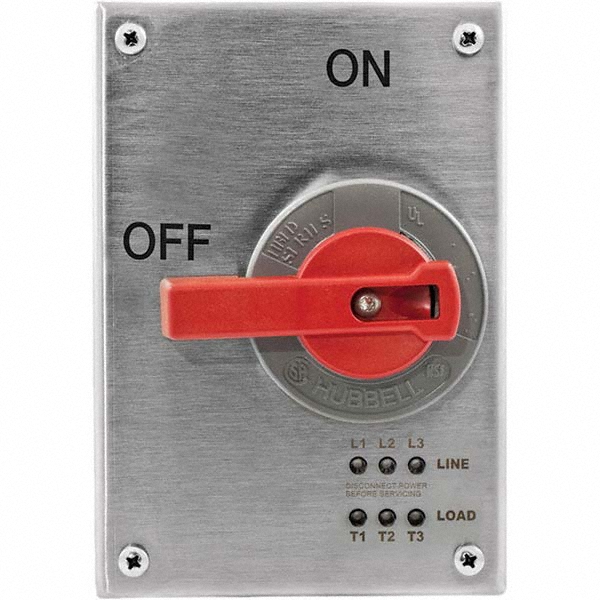 Hubbell Wiring Device-Kellems Cam & Disconnect Switch: Enclosed, 30 Amp, 600VAC, 1 Phase - HBLDS3SSRCP