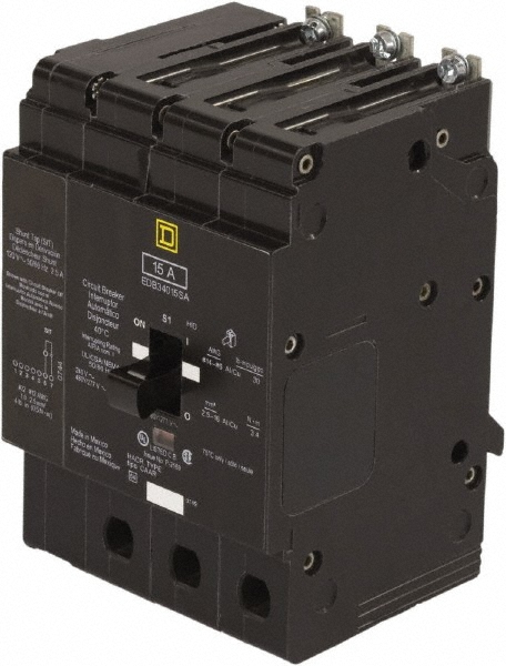 Square D Circuit Breakers; Circuit Breaker Type: Miniature Circuit Breaker; Milliamperage (mA): 70 A; 70; Number of Poles: 3; Tripping Mechanism: Thermal-Magnetic; Terminal Connection Type: Lug; Mounting Type: Bolt-On; Overall Depth: 4.0500 in; 103 mm; Overall Height: 5.6600 in; 144 mm - EDB34070SA