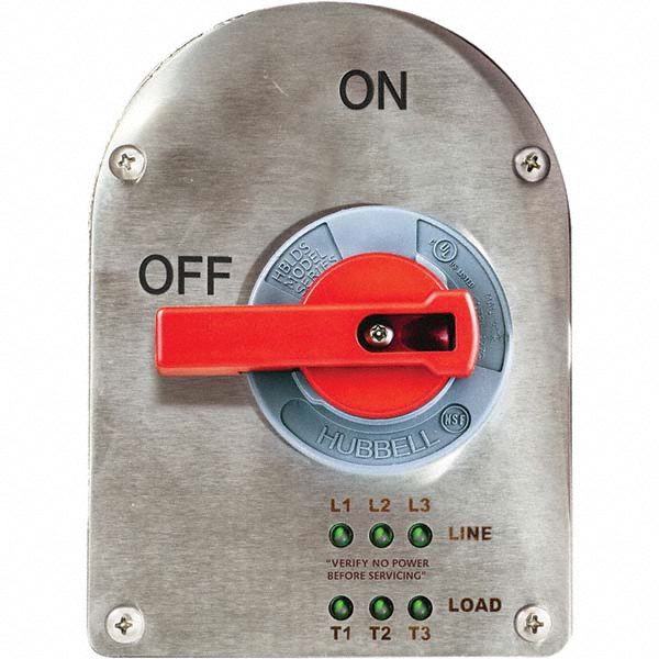 Hubbell Wiring Device-Kellems Cam & Disconnect Switch: Enclosed, 30 Amp, 600VAC, 3 Phase - HBLDS3SSRP