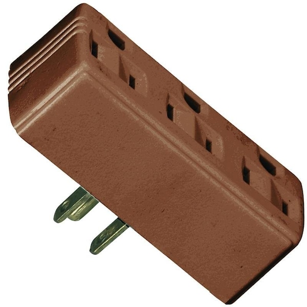 Eaton Wiring Devices Outlet Adapter, 2 -Pole, 15 A, 125 V, 3 -Outlet, NEMA: NEMA 5-15R, Brown - 1147B-BOX