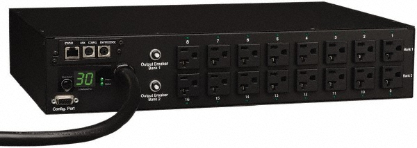 Tripp-Lite 16 Outlets, 120 VAC30 Amps, 12' Cord, Power Outlet Strip - PDUMH30NET