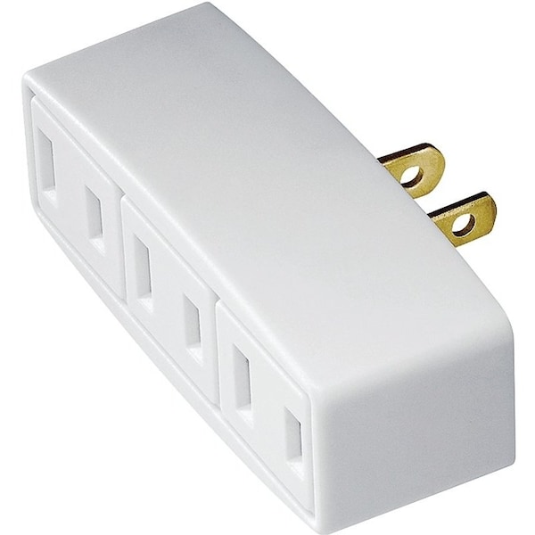 Eaton Wiring Devices Outlet Adapter, 2 -Pole, 15 A, 125 V, 3 -Outlet, NEMA: NEMA 1-15R, White - 1747W-BOX