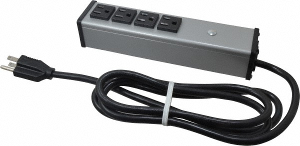 Wiremold 4 Outlets, 120 Volts, 20 Amps, 15' Cord, Power Outlet Strip - ULB420-15