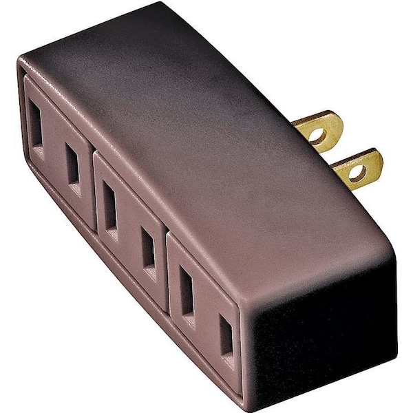 Eaton Wiring Devices Outlet Tap, 2 -Pole, 15 A, 125 V, 3 -Outlet, NEMA: NEMA 1-15R, Brown - 1747B-BOX