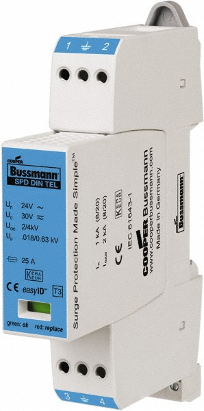 Cooper Bussmann 1 Pole, 1 Phase, 74mm Long x 24mm Wide x Hardwired Surge Protector - BSPD5BNCSI