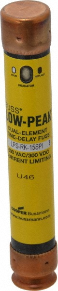 Cooper Bussmann General Purpose Fuse: Time Delay, RK1, 15.00 A - LPS-RK-15SPI