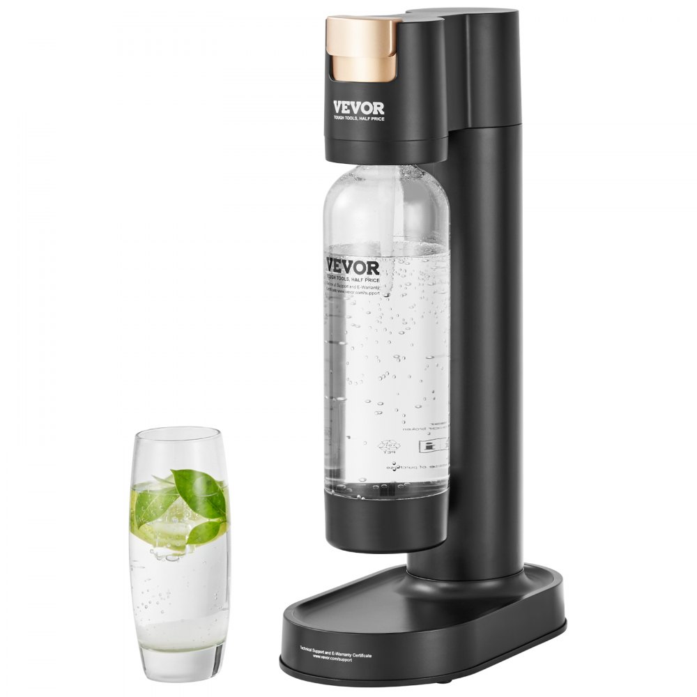 VEVOR Sparkling Water Maker, Soda Maker Machine for Home Carbonating, Seltzer Water Starter Kit with BPA free 1L PET Bottle, Compatible with Mainstream Screw-in 60L CO2 Cylinder(NOT Included), Black - SDSJBHQP1L1WX2UKJV0