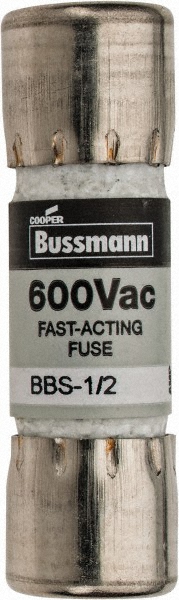Cooper Bussmann General Purpose Fuse: Fast-Acting, 600 V, 0.50 A - BBS-1/2