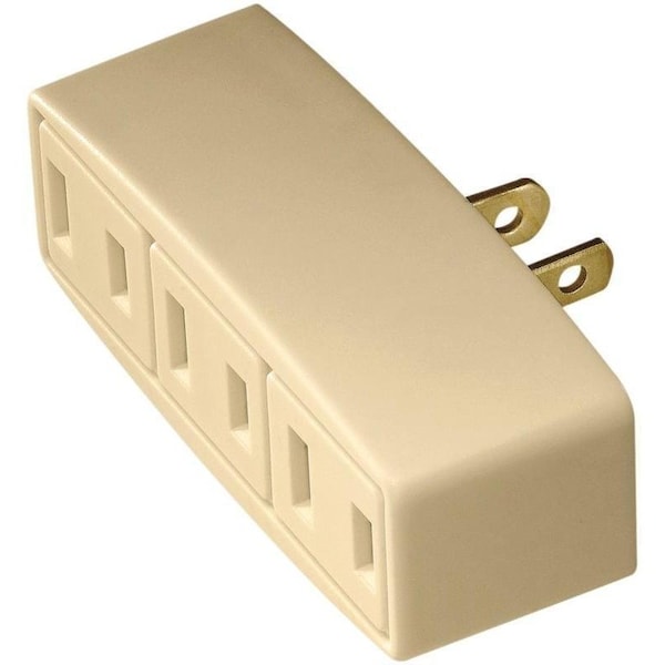 Eaton Wiring Devices Outlet Adapter, 2 -Pole, 15 A, 125 V, 3 -Outlet, NEMA: NEMA 1-15R, Ivory - BP1747V