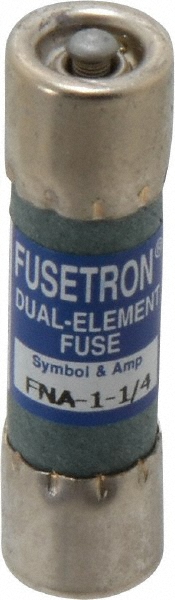 Cooper Bussmann Pin Indicator Fuse: Time Delay, 250 V, 1.25 A - FNA-1-1/4