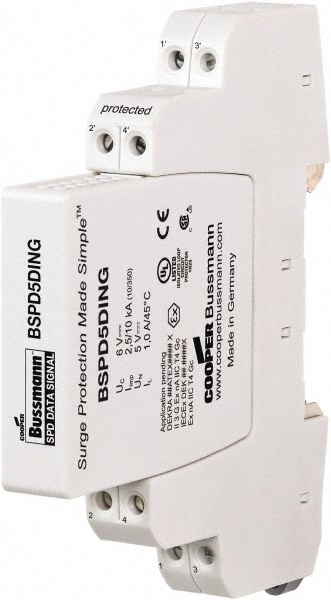 Cooper Bussmann 1 Pole, 1 Phase, 20 kA Nominal Current, 90mm Long x 18mm Wide x 65mm Deep, Thermoplastic Hardwired Surge Protector - BPM600UL