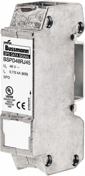 Cooper Bussmann 1 Pole, 1 Phase, 20 kA Nominal Current, 90mm Long x 18mm Wide x 65mm Deep, Thermoplastic Hardwired Surge Protector - BPM600UL