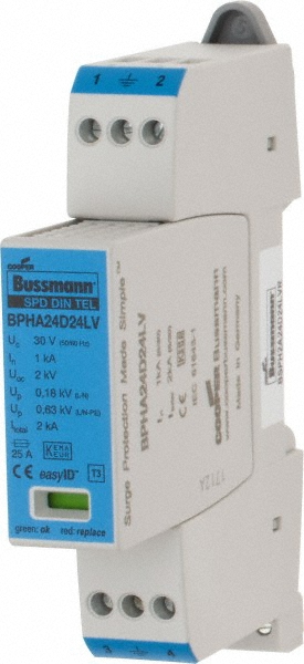 Cooper Bussmann 1 Pole, 1 Phase, 20 kA Nominal Current, 90mm Long x 18mm Wide x 65mm Deep, Thermoplastic Hardwired Surge Protector - BPM600UL