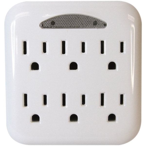 Powerzone Outlet Tap, 125 V, 6-Outlet, White - OR801105