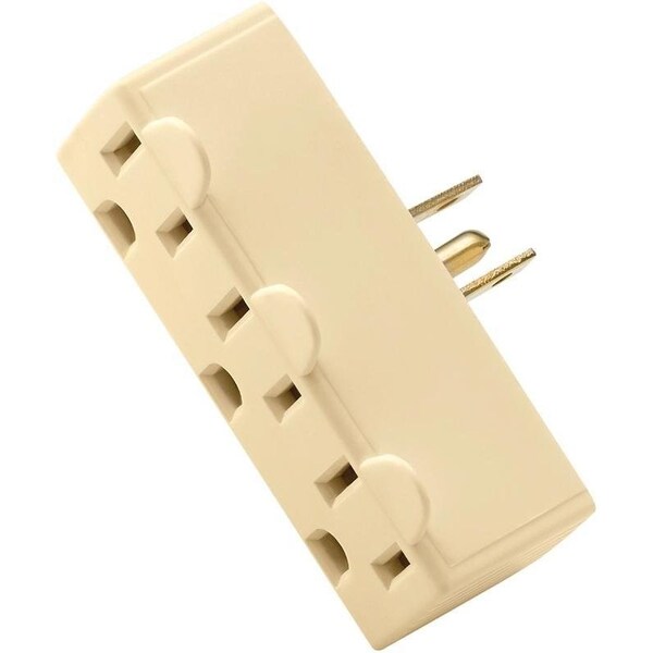Eaton Wiring Devices Outlet Adapter, 2 -Pole, 15 A, 125 V, 3 -Outlet, NEMA: NEMA 5-15R, Ivory - BP1147V