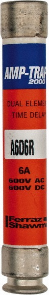 Ferraz Shawmut General Purpose Fuse: Time Delay, RK1, 6.00 A - A6D6R