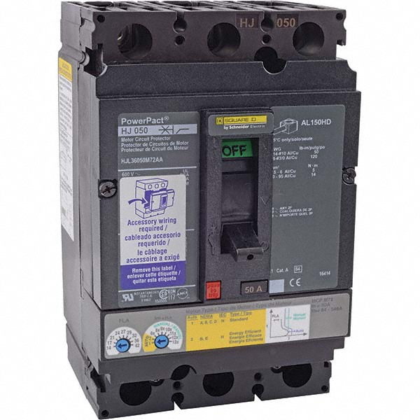 Square D 50 Continuous Amp, 1 to 3 Starter, Motor Circuit Protector - HJL36050M72AA