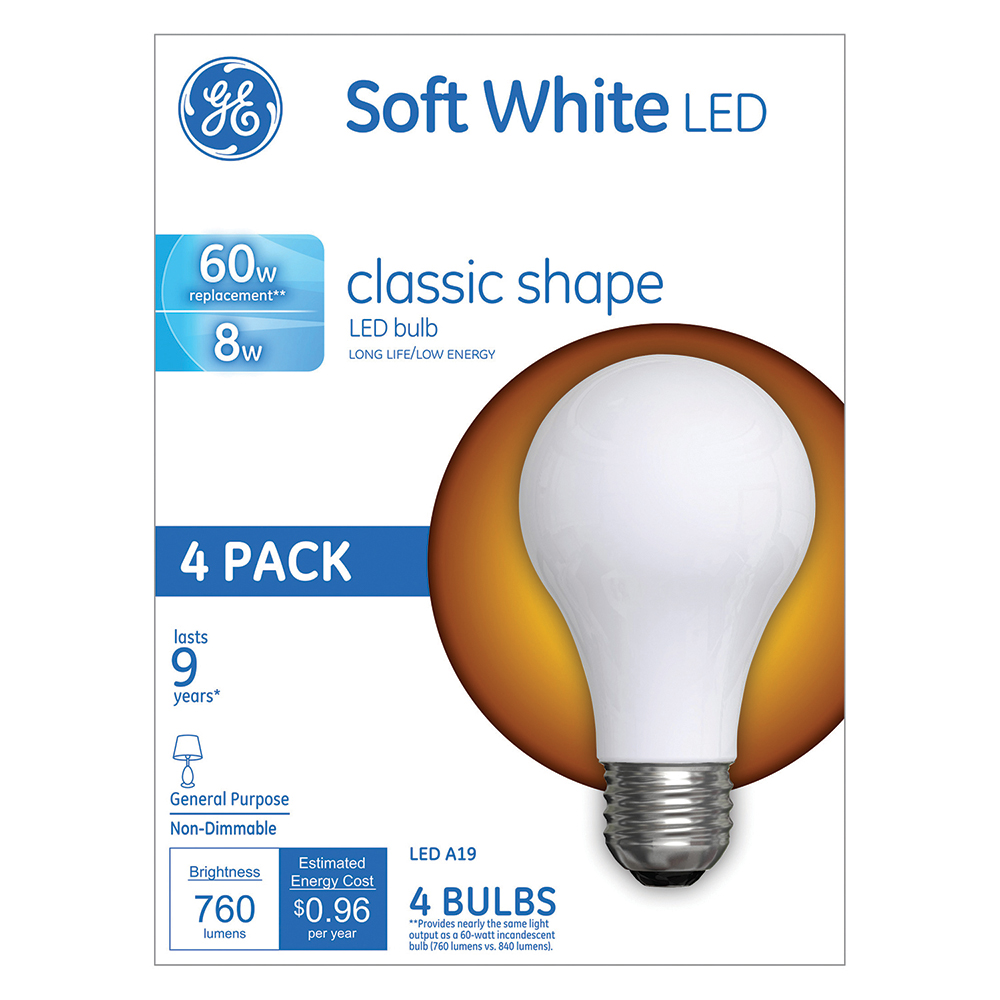 General Electric LED Lamp: Residential & Office, A19, 60.000W, Medium Screw Base - GEL99190