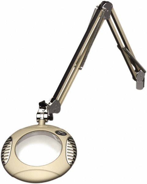 O.C. White Task Light: LED, 43" Reach, Spring Suspension Arm, Clamp-On, White - 42400-4-W