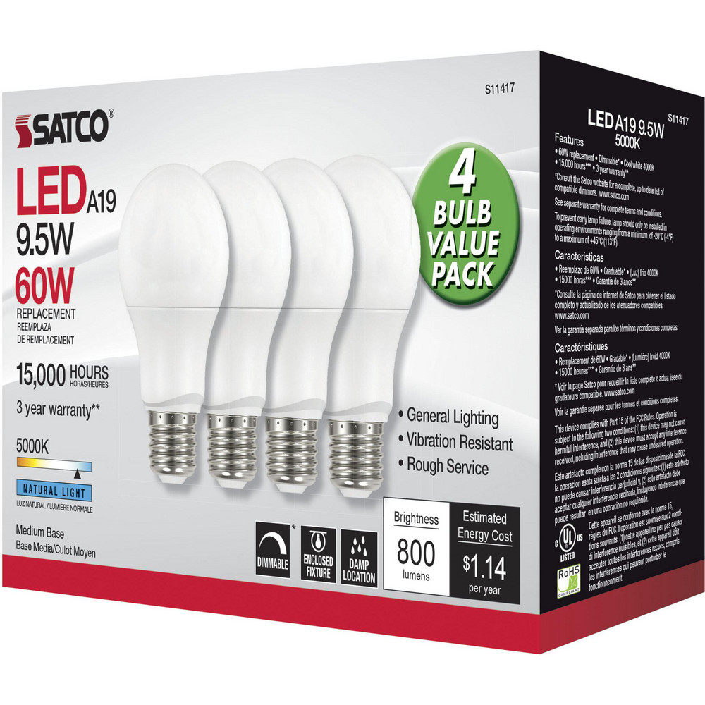 Value Collection LED Lamp: Commercial, Decorative, Industrial, Office & Residential, A19, 9.500W, Medium Screw Base - S11417