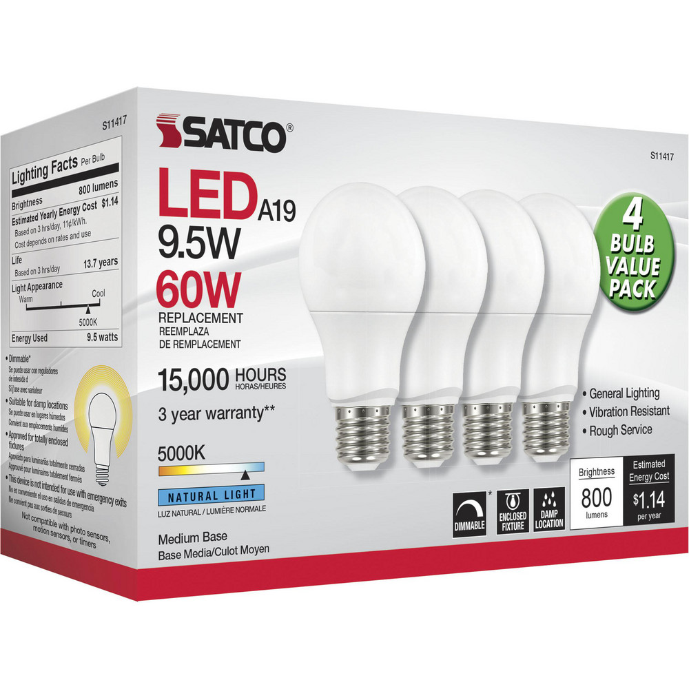 Value Collection LED Lamp: Commercial, Decorative, Industrial, Office & Residential, A19, 9.500W, Medium Screw Base - S11417