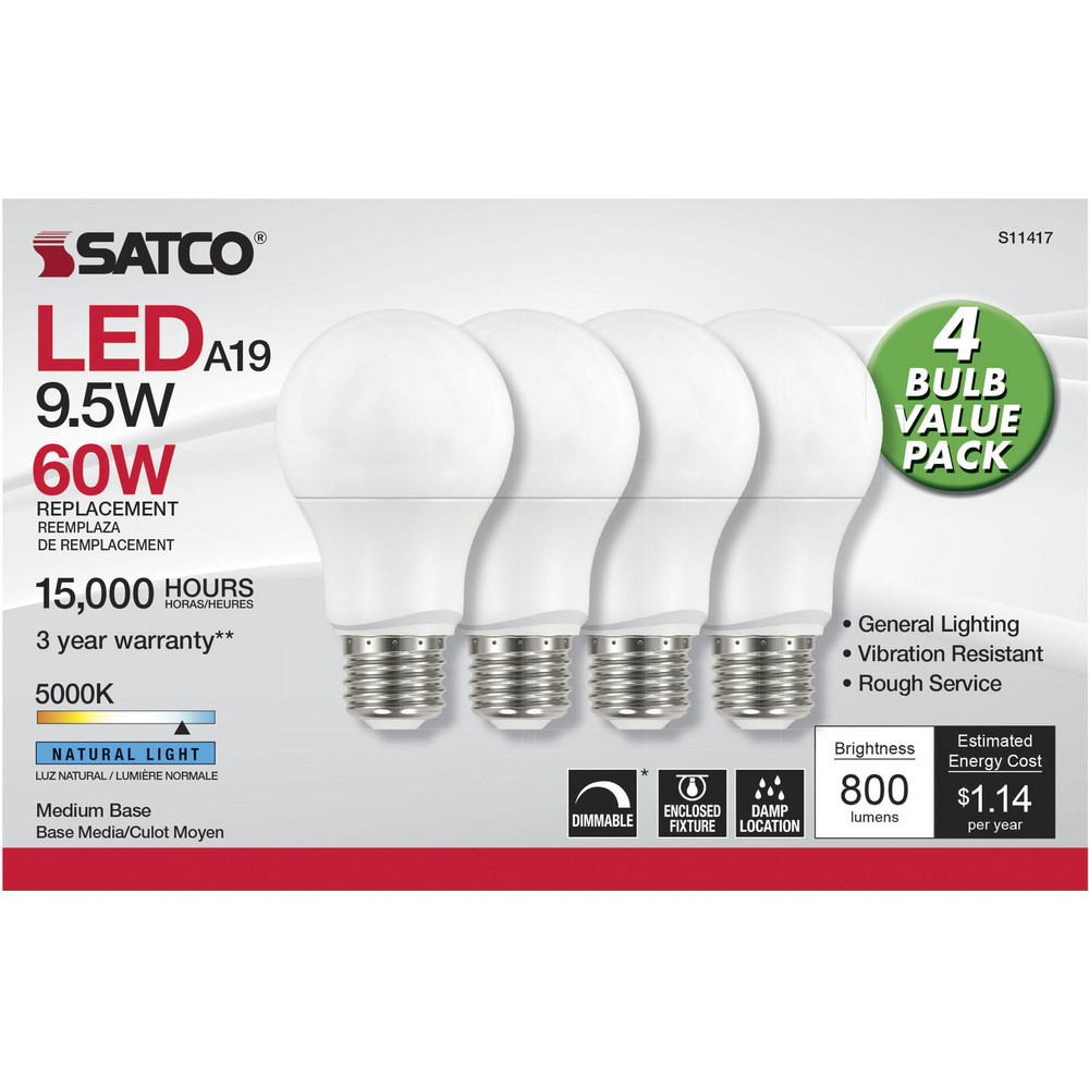 Value Collection LED Lamp: Commercial, Decorative, Industrial, Office & Residential, A19, 9.500W, Medium Screw Base - S11417