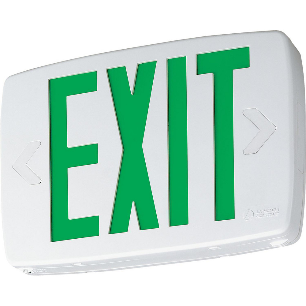 Lithonia Lighting Combination Exit Signs: Mounting Type: Surface Mount, Wall Mount, Ceiling Mount; Number of Faces: 2; Lamp Type: LED - 388073
