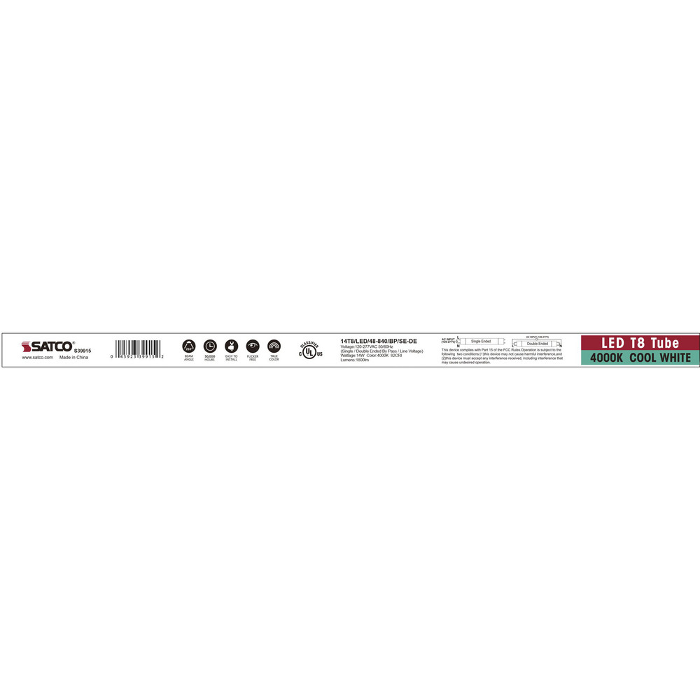 Value Collection LED Lamp: Commercial, Industrial, Office & Residential, T8, 14.000W, Medium Bi-Pin Base - S39915