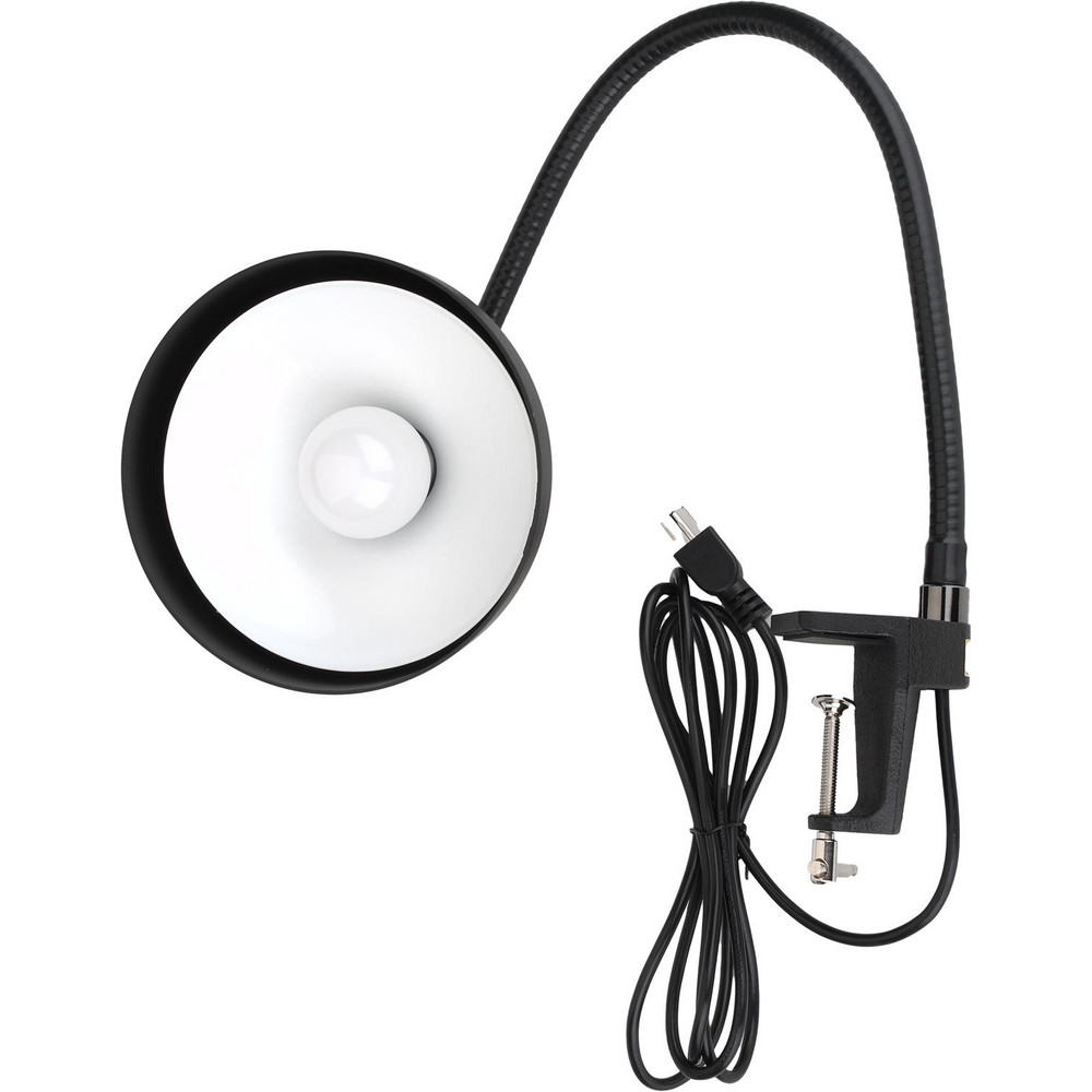 PRO-SOURCE Task Light: Incandescent & LED, 25" Reach, Gooseneck Arm, Arm, Black - PS-HDT-25GN-CD