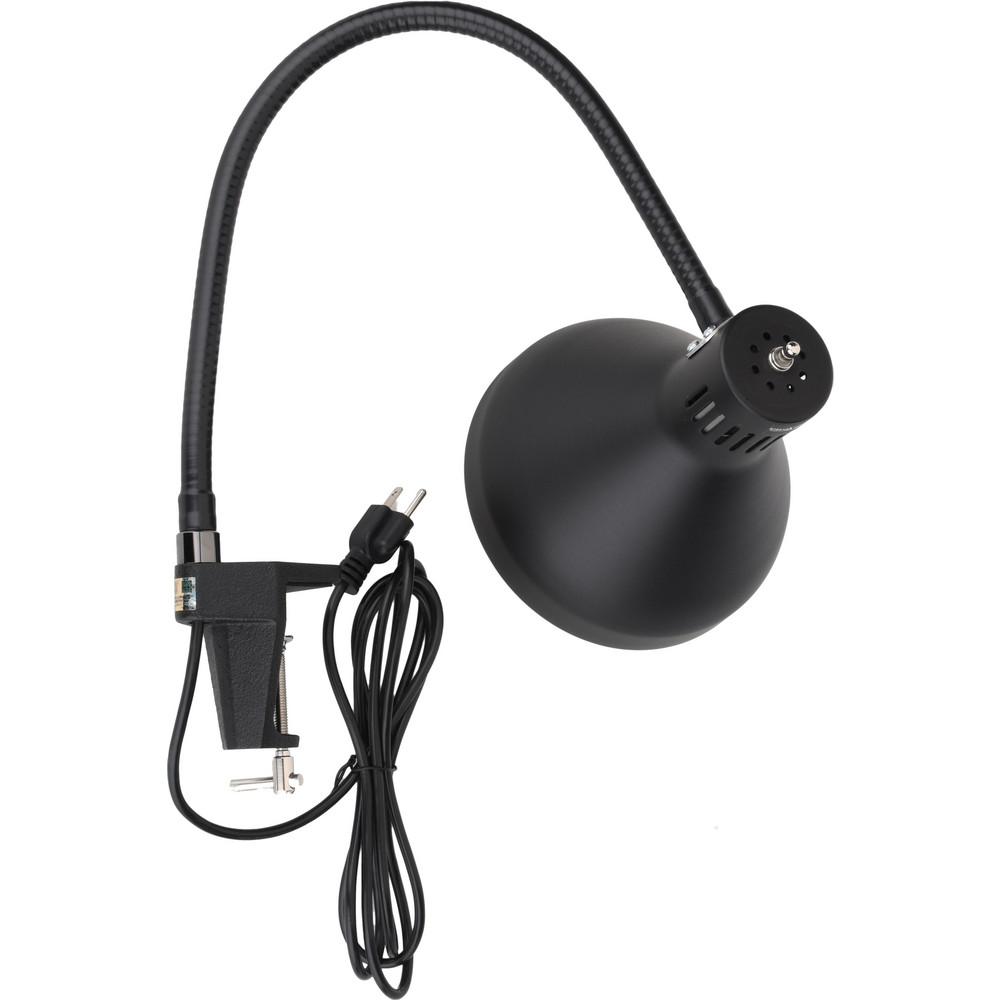 PRO-SOURCE Task Light: Incandescent & LED, 25" Reach, Gooseneck Arm, Arm, Black - PS-HDT-25GN-CD
