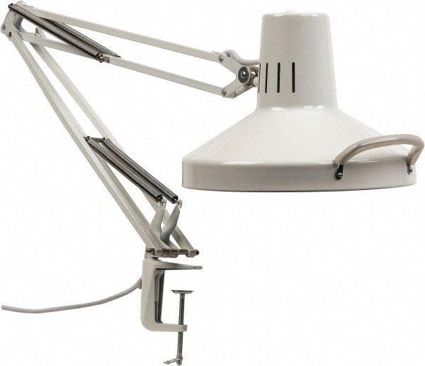 Daylight Task Light: LED, 43.307" Reach, Gooseneck Arm, Clamp Screw, White - UN1200
