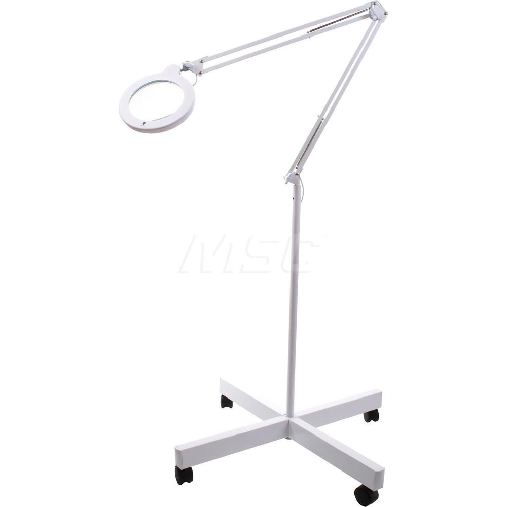 Daylight Task Light: LED, 43.307" Reach, Gooseneck Arm, Clamp Screw, White - UN1200