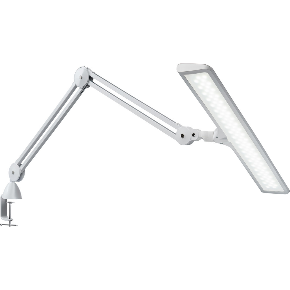 Daylight Task Light: LED, 43.307" Reach, Gooseneck Arm, Clamp Screw, White - UN1200