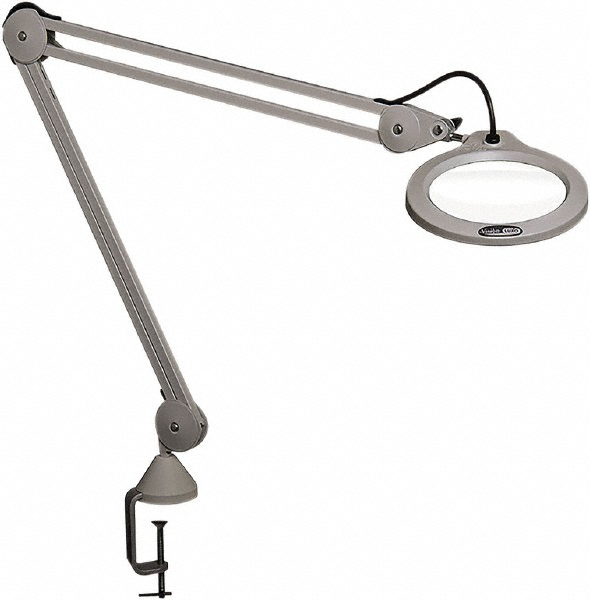 Daylight Task Light: LED, 43.307" Reach, Gooseneck Arm, Clamp Screw, White - UN1200