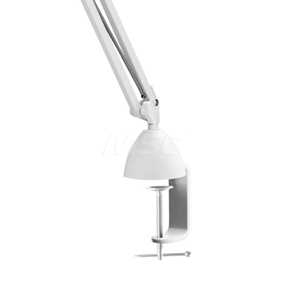 Daylight Task Light: LED, 43.307" Reach, Gooseneck Arm, Clamp Screw, White - UN1200