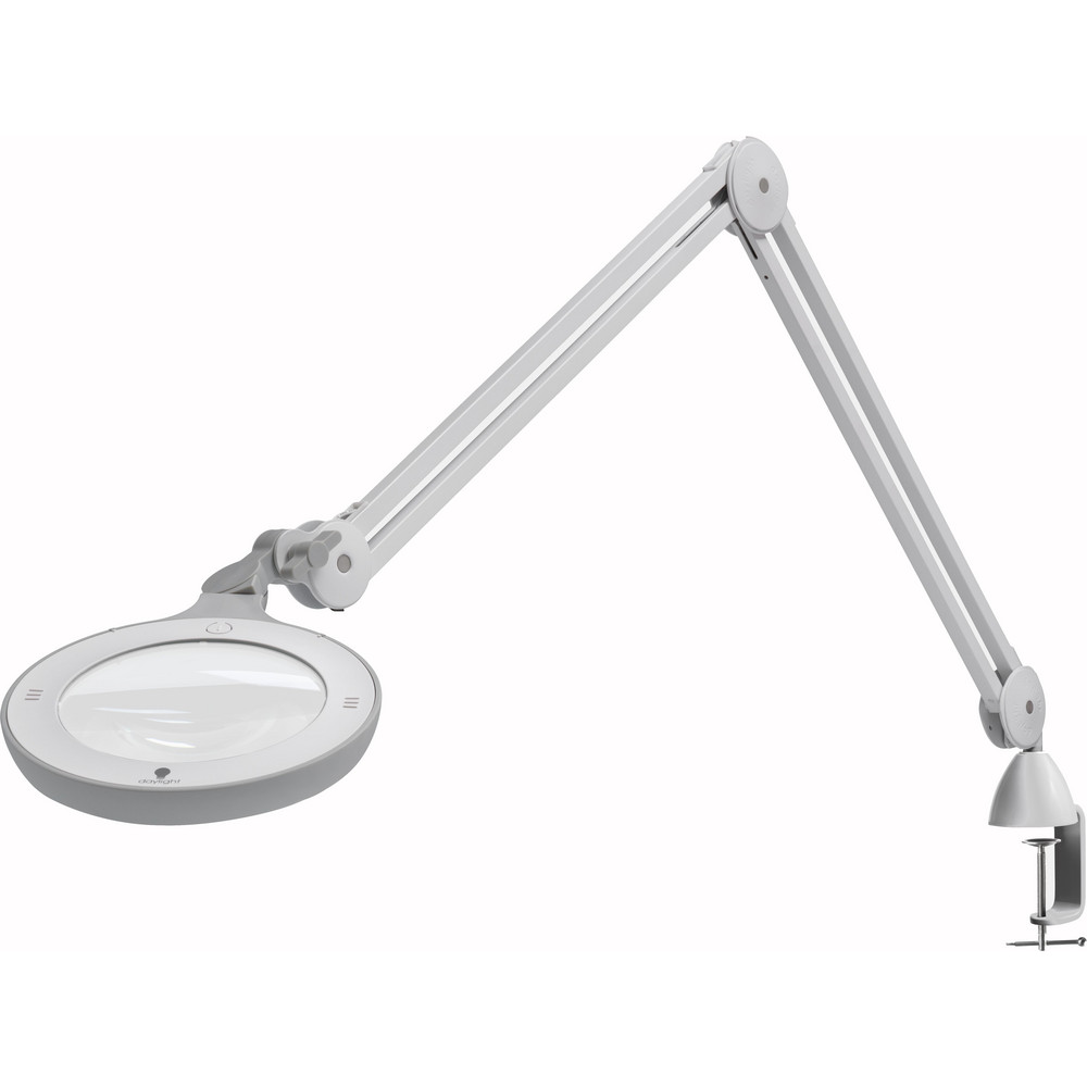Daylight Task Light: LED, 43.307" Reach, Gooseneck Arm, Clamp Screw, White - UN1200