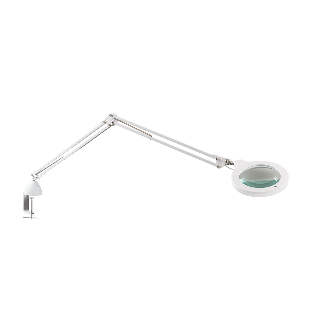 Daylight Task Light: LED, 43.307" Reach, Gooseneck Arm, Clamp Screw, White - UN1200