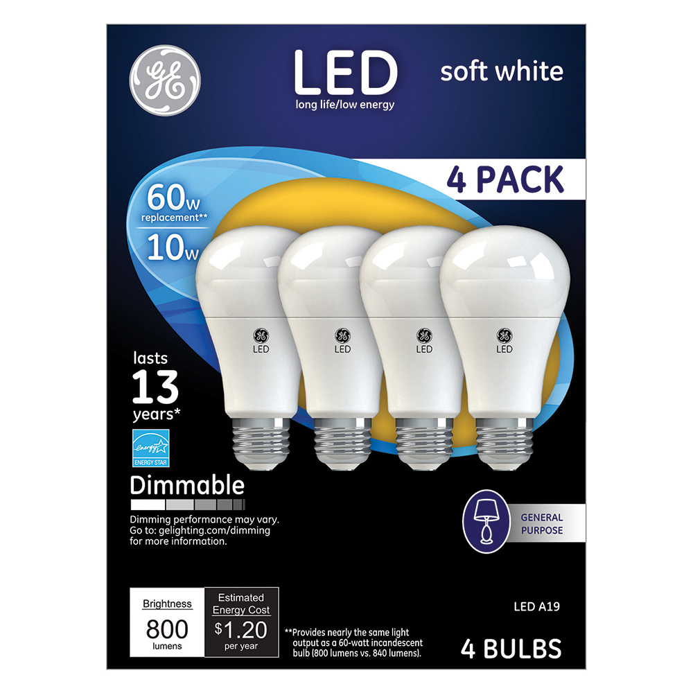 Value Collection LED Lamp: Commercial, Decorative, Industrial, Office & Residential, A19, 8.800W, Medium Screw Base - S28916