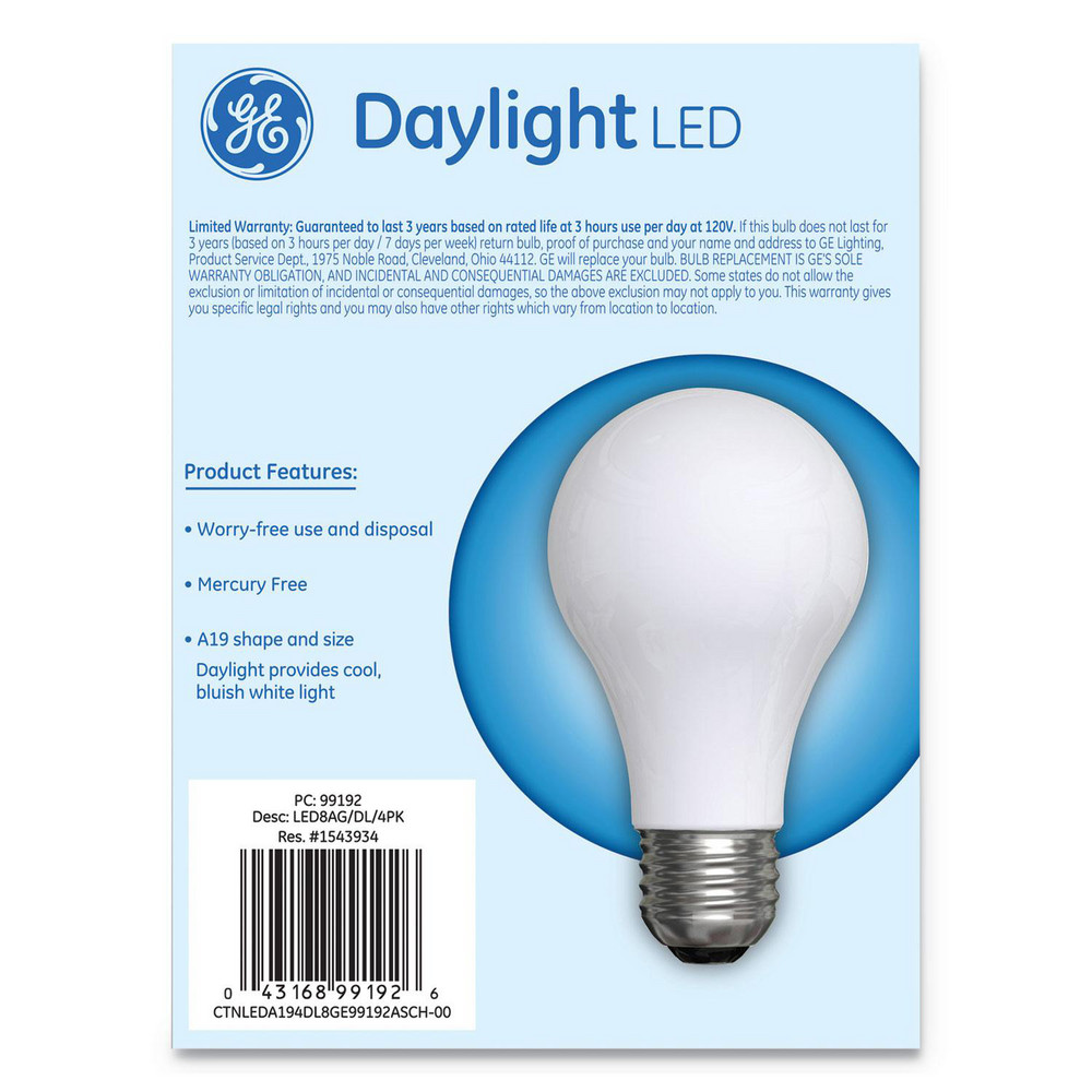 General Electric LED Lamp: Residential & Office, A19, 60.000W, Medium Screw Base - GEL99192