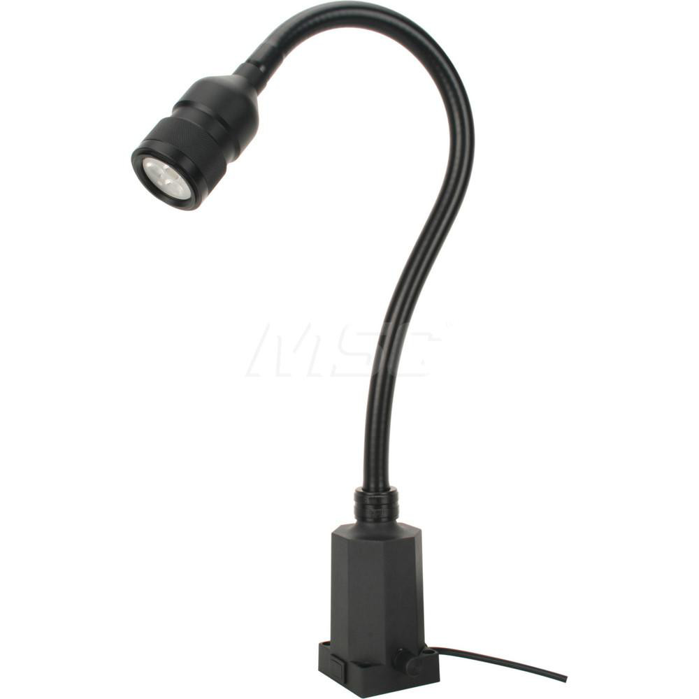 Sunnex Lighting Task Light: Halogen, 20" Reach, Gooseneck Arm, Base, Black - SL3-20D / L9311