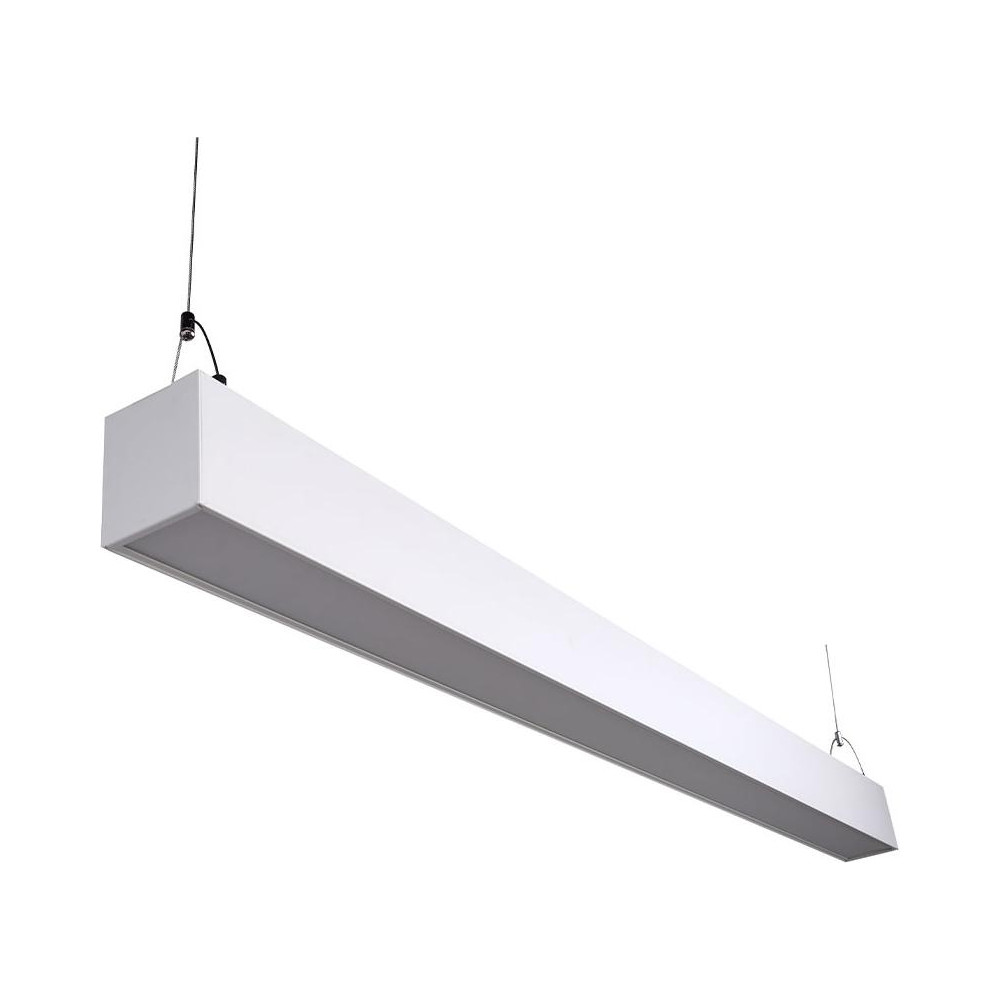 Euri Lighting 4 ft. LED Suspended Up & Down Light / Directional / 0-10V Dimmable / 50 W / AC100-277 V  / 5000 lm / 120° / 3000/4000/5000 K / 80 CRI / 100 lm/W / 0.9 pf / 0.6 A / 50,000 Hrs. / Damp Rated / ETL / DLC / Frosted Plastic Lens / Aluminum Alloy Housing / 5 Yrs. Limited Warranty - EUD4-50W103SW