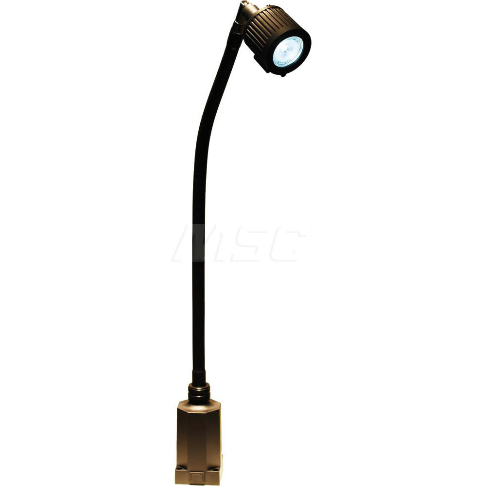 Sunnex Lighting Task Light: MR16, 20" Reach, Gooseneck Arm, Base, Black - LS710-20
