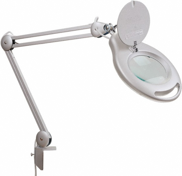 O.C. White Task Light: LED, 43" Reach, Spring Suspension Arm, Clamp-On, Black - 62400-4-B