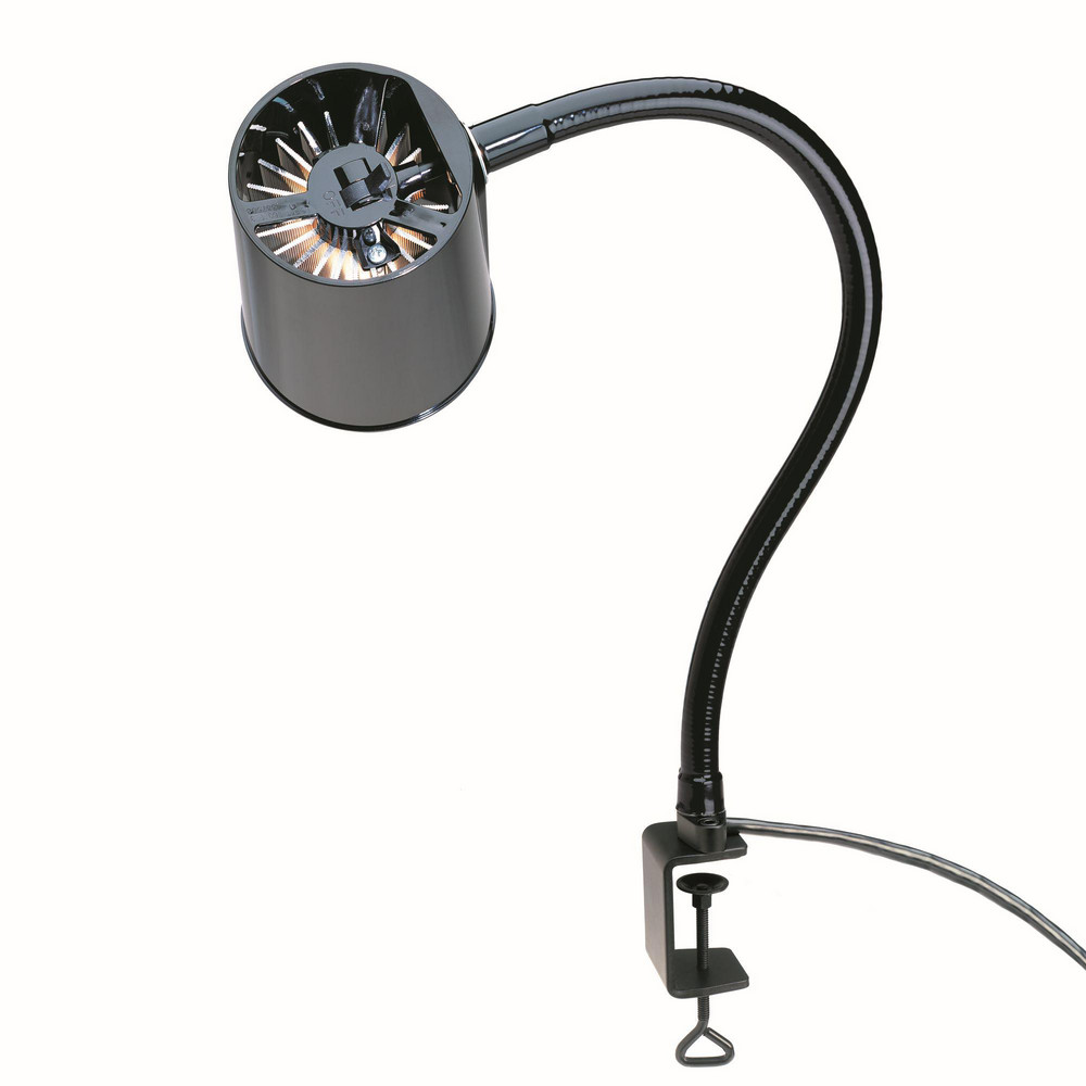 O.C. White Task Light: LED, 43" Reach, Spring Suspension Arm, Clamp-On, Black - 62400-4-B