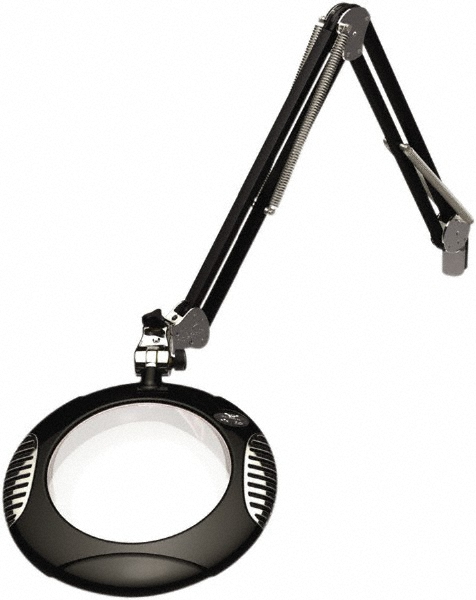 O.C. White Task Light: LED, 43" Reach, Spring Suspension Arm, Clamp-On, Black - 62400-4-B